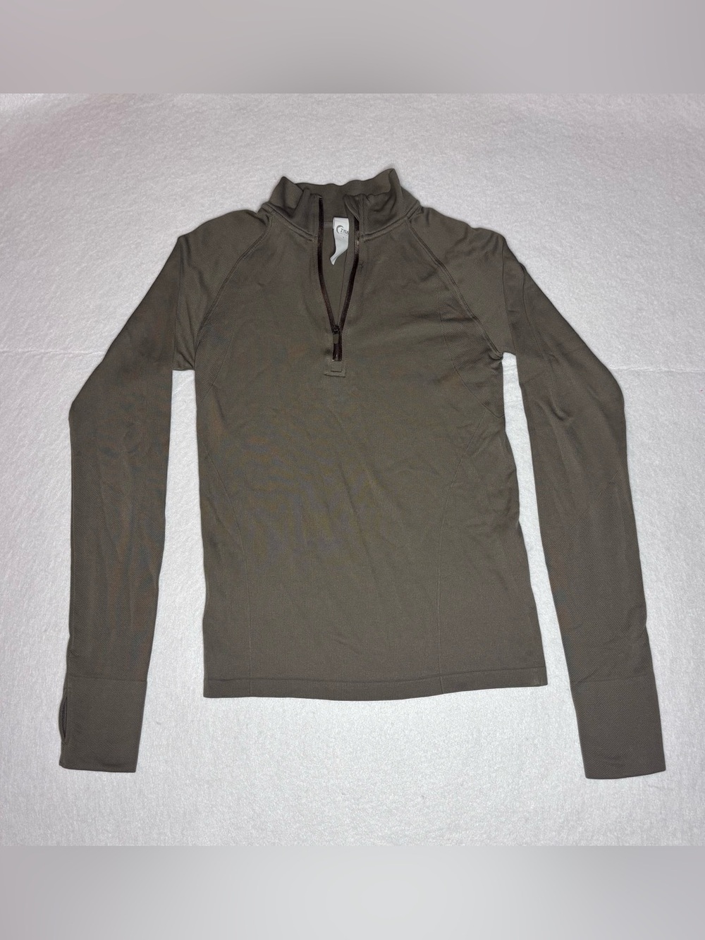 ZYIA Olive Half-Zip Long Sleeve Top Ribbed Woman’s Size Small